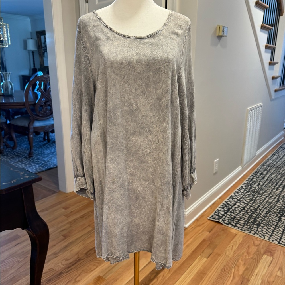 Yahada Long Sleeve Blue Gray Shirt Dress